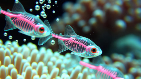 Focus on the subjects being a robot in a natural setting.の素材