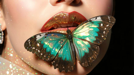 Glittering Lips with Butterflyの素材