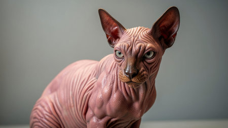 Hairless Sphynx Cat with Distinctive Featuresの素材