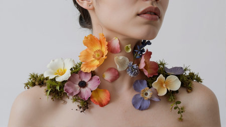 Botanical Feminine Neckpiece with Pastel Petalsの素材