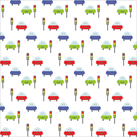 pattern of cars and traffic lightsのイラスト素材
