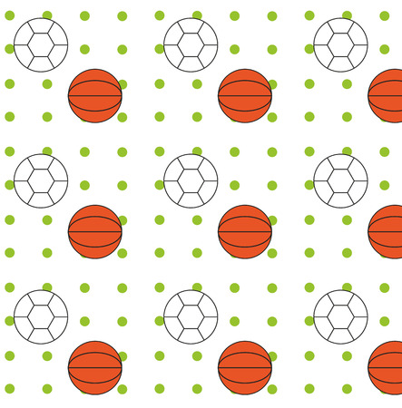 football and basketball balls on the green circlesのイラスト素材