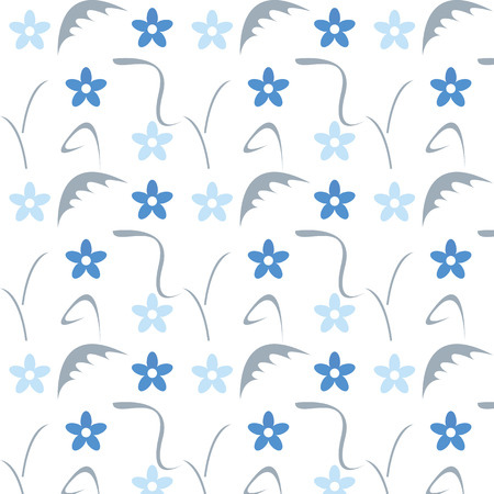 flowers and grass patternのイラスト素材