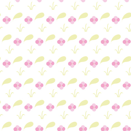 pattern with cherry flowers and grass on a white backgroundのイラスト素材