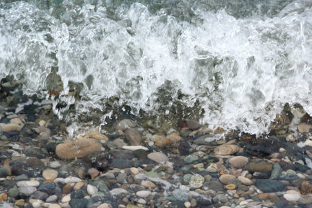 sandy beach and blue seaの写真素材
