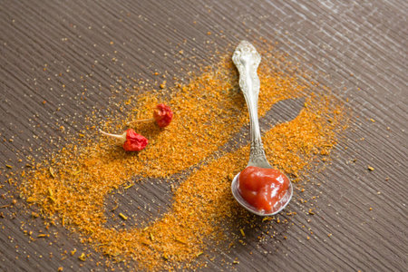 yellow spice with turmeric and cutlery