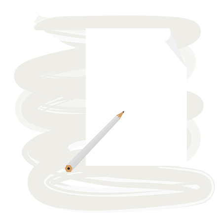 pencil and a blank sheet of paperのイラスト素材