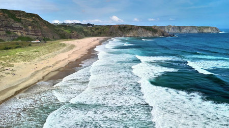Immerse in the breathtaking beauty of a stunning beach view with waves crashing against the shore...