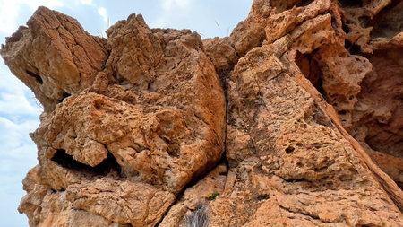 Explore and discover intricate rock formations along with fascinating textures visible in these stunning cliff imagesの写真素材