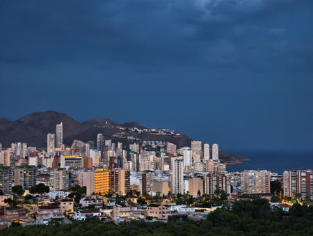 Tenerife, Canary Islands, Spain. Cityscape at night.の写真素材