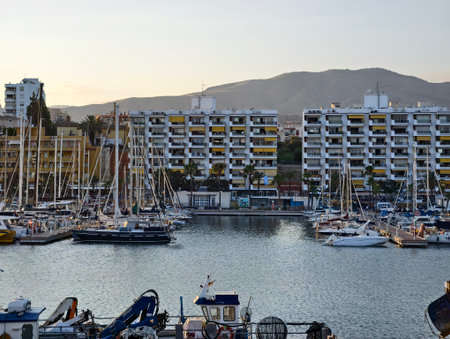 luxurious waterfront marina, exclusive waterfront marina with stylish apartments and premium berthsの写真素材