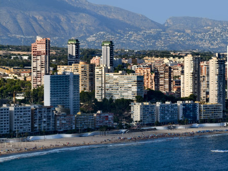 sophisticated resort overlooking crescent beach offering ultimate relaxation and luxury experiencesの写真素材