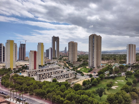 serene urban landscape, tranquil city with gentle sunlight and reflective watersの写真素材