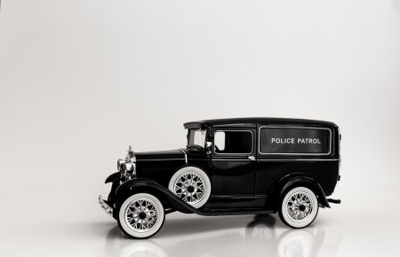 old vintage style police cruiserの写真素材