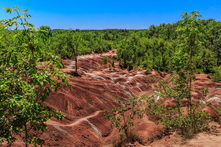 The Cheltenham Badlands were occupied by a large river.Thousands of years ago, this lake dried out resulting in todays version of the Cheltenham badlands.の写真素材