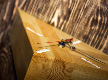 Clock on woodの写真素材