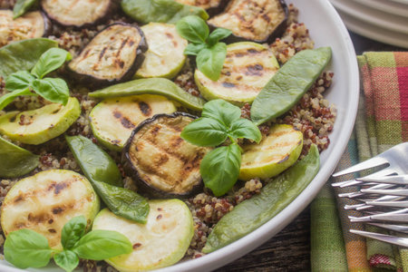 quinoa salad with grilled vegetablesの写真素材