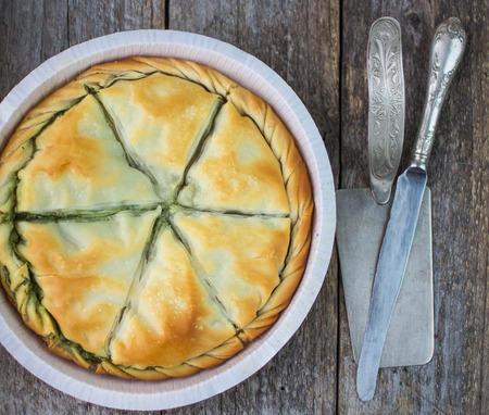 Spanakopita - Greek pie with spinach and cheeseの写真素材
