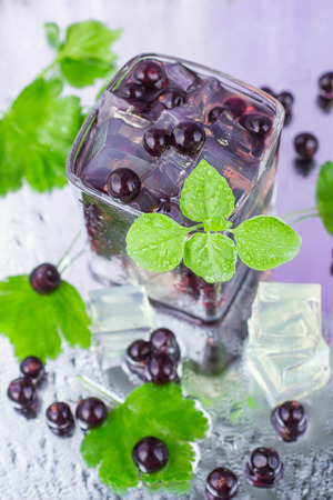 A refreshing summer drink blackcurrantの写真素材