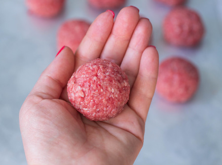 Cooking meatballsの写真素材