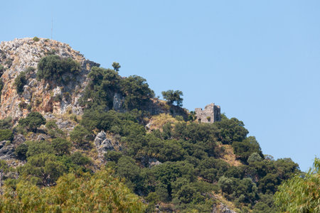 Kekova Ruins of an abandoned city on top of a mountainの写真素材
