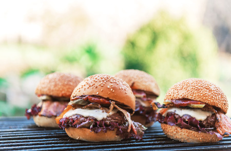 Delicious homemade burgersの写真素材