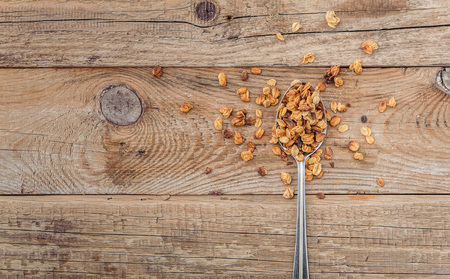 Granola on spoonの写真素材