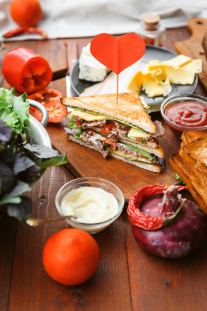 delicious and healthy home sandwichの写真素材
