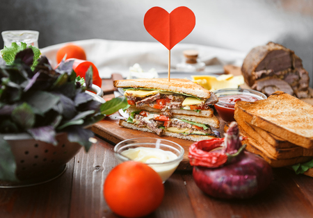 delicious and healthy home sandwichの写真素材
