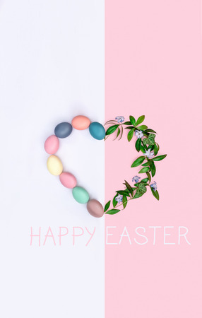 a festive Easter composition. view from above. concept of the spring and the feast of the Passoverの写真素材