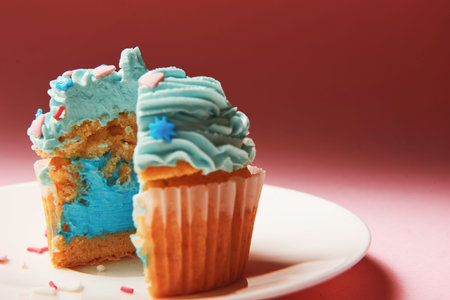 cake with blue cream inside.