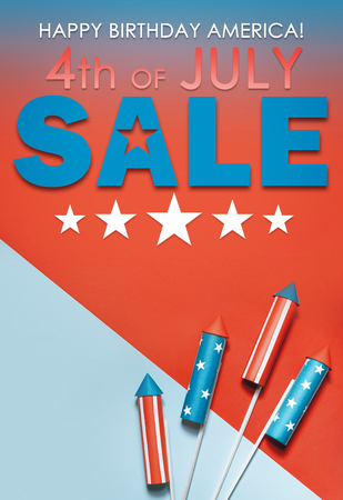 banner sale in honor of Independence Day celebration on July 4 in Americaの写真素材