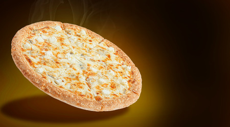 delicious fresh Italian pizza in the air just from the oven. there is space for textの写真素材