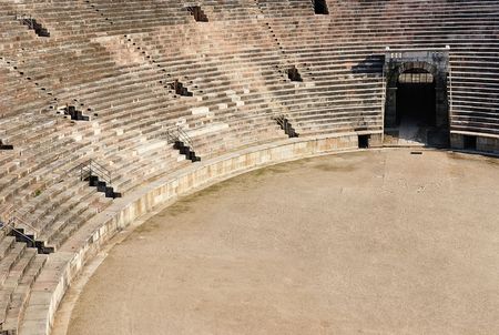 Interior of the ancient arena, the second largest Roman arena in Verona, Italy.の写真素材
