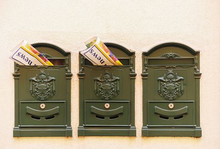 Italian mail box with emblem of Padova.の写真素材