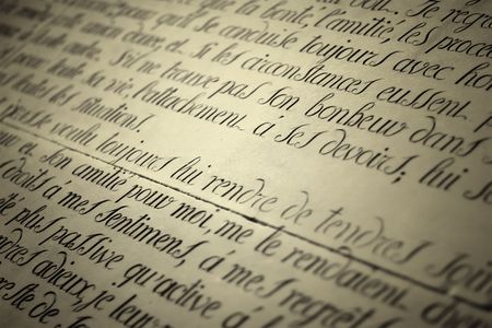 Details of old engraving inscription on stone wall (sepia toned). Location: Eisenach, Cuty Church, Germany (Europe).の写真素材