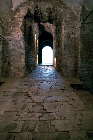 open exit from old stone fortressの写真素材