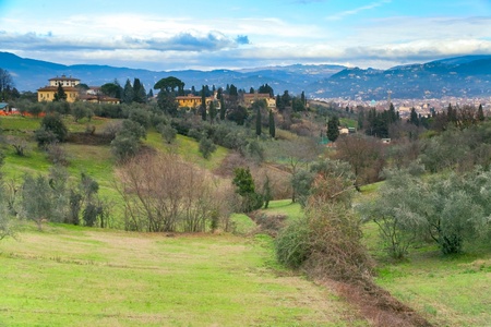 Tuscan hill near Florence, Italyの写真素材