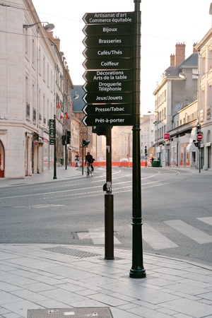 town sign's post in Orleans, France on July 8, 2010のeditorial素材