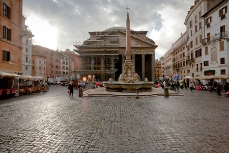 view on Pantheon from Piazza della Rotonda in Rome, Italy on December 18, 2010のeditorial素材