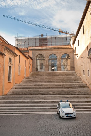 marble steps to Santa Maria in Aracoeli, ancient church,Rome, Italy on December 19, 2010 のeditorial素材
