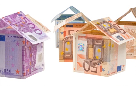 expensive houses from euro banknotesの写真素材
