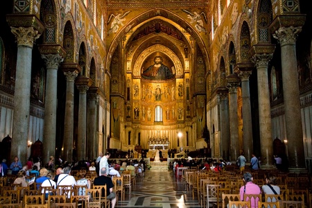 interior of Duomo di Monreale, cathedral near Palermo, Sicilyのeditorial素材
