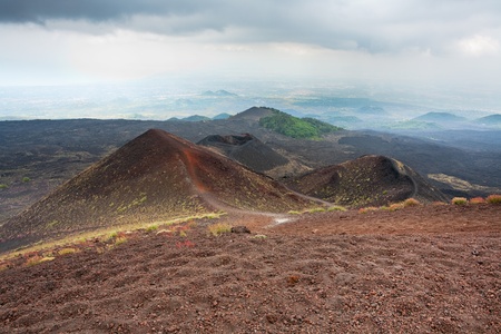 view on Etna craters, Sicily, Italyの写真素材