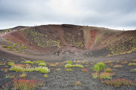 old volcano crater on Etna, Sicily, Italyの写真素材