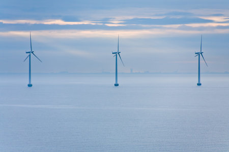 Middelgrunden - offshore wind farm near Copenhagen, Denmark at early morning