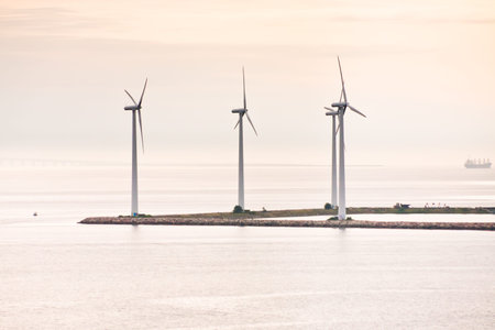 Middelgrunden - offshore wind farm near Copenhagen, Denmark at early morning