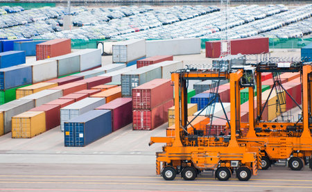 freight containers in Copenhagen cargo port