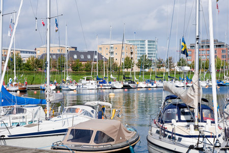 COPENHAGEN - SEPTEMBER, 10: Urban mooring of boats. There are several marinas with medium capacity...