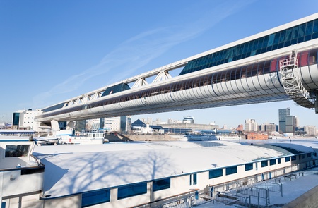 view on Bagration Bridge through Moskva river in Moscow in winter dayの写真素材
